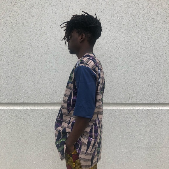 African Ankara Danshiki men short sleeve shirt - Picture 3 of 4